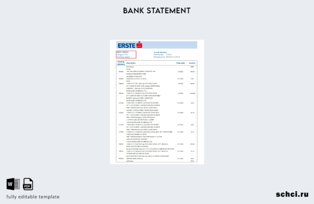 цифровая загрузка шаблона Excel банковской выписки в Австрии Erste Group